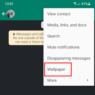 WhatsApp wallpaper setting for one contact