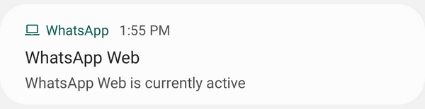 WhatsApp Web is currently active notification