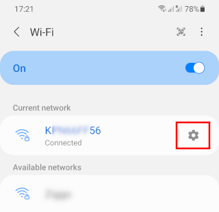 Wi-Fi network settings button