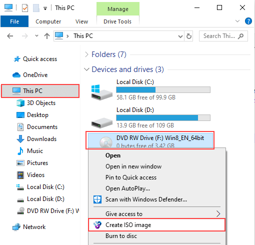 copy cd to iso in windows 10