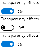 Windows 10 Transparency effects setting