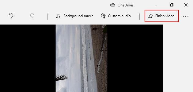 Windows 10 video editor finish video button