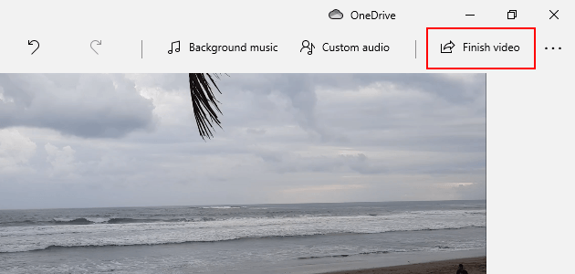 Windows 10 video editor finish video button