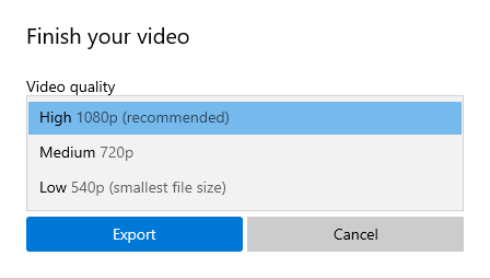 Windows 10 video editor Finish your video window
