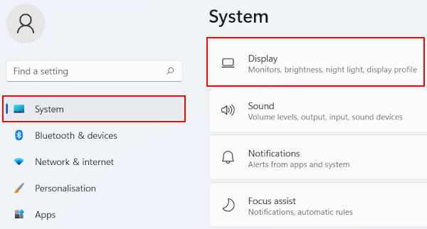 Windows 11 Display settings