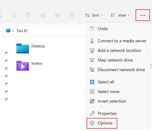 Windows 11 File Explorer options