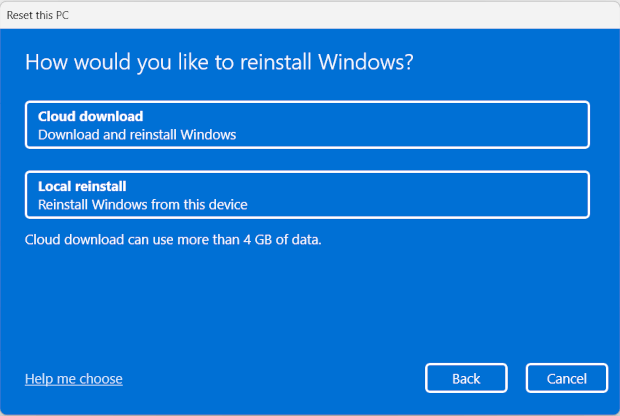 Windows 11 reinstall options