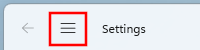 Windows 11 settings menu button