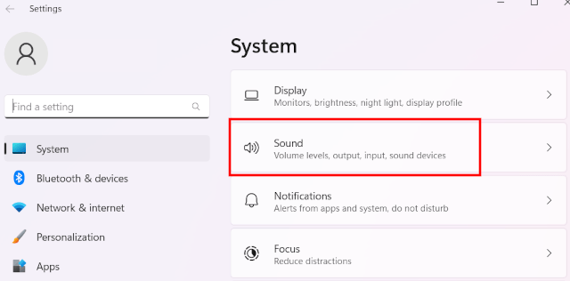 Windows 11 sound settings
