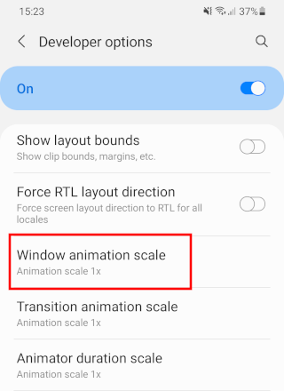 Windows animation scale