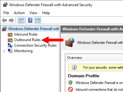 Windows Firewall outbound rules