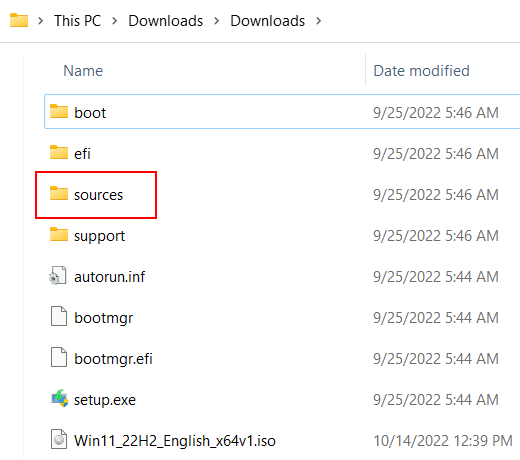 Windows ISO sources folder