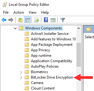 Windows Local Group Policy Editor BitLocker Drive Encryption