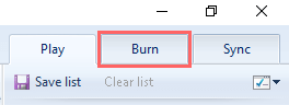 windows media player burn tab