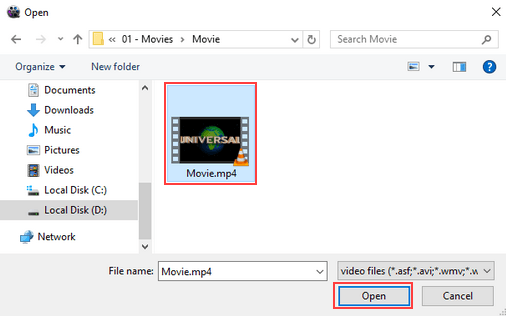 WinX Video Converter open video file window