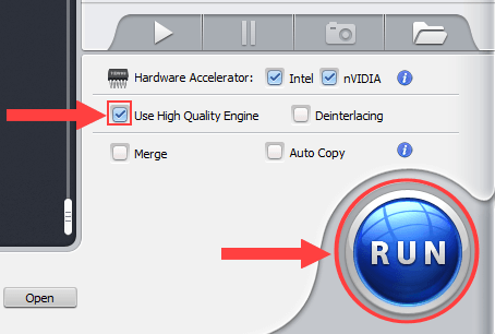 WinX Video Converter Run button