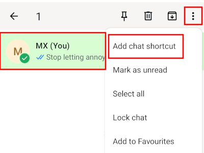 Add WhatsApp chat shortcut to home screen on Android