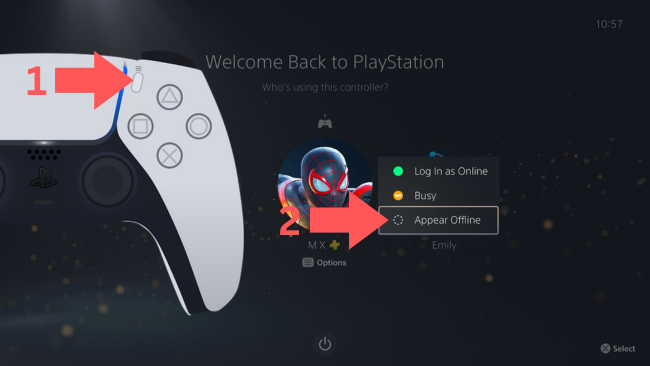 Appear offline on PS5 via login screen