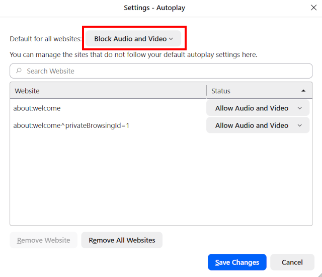 Block audio and video from automatically playing in Firefox