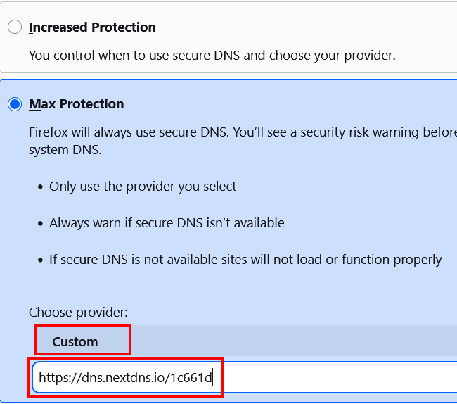 Block websites in Firefox using NextDNS