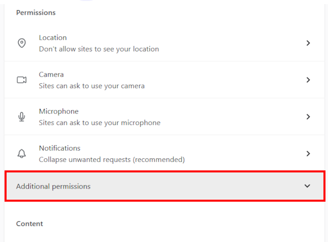 Brave browser Additional permissions