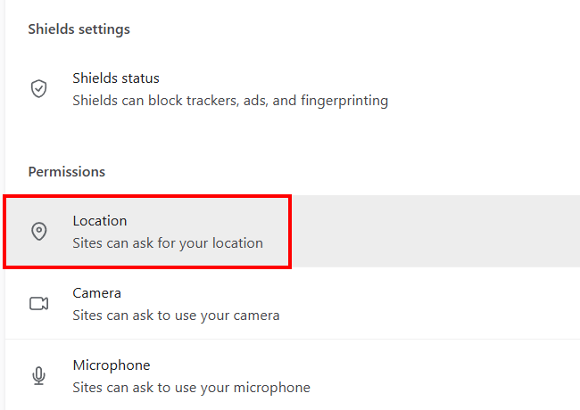 Brave browser location settings