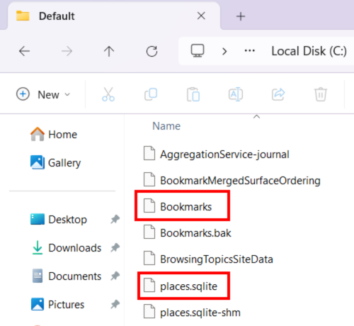 Browser bookmarks file