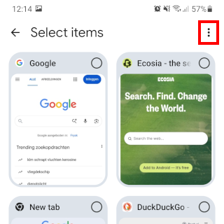 Browser tabs options button