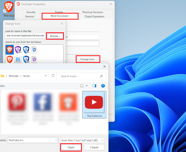Change internet shortcut icon