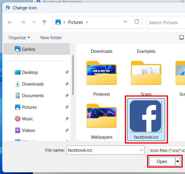 Change internet shortcut icon
