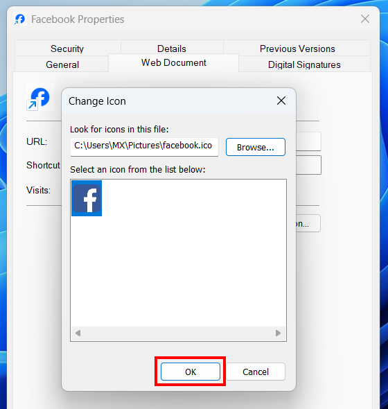 Change internet shortcut icon