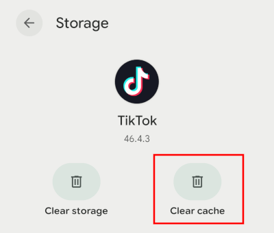 Tap Clear cache button on Android
