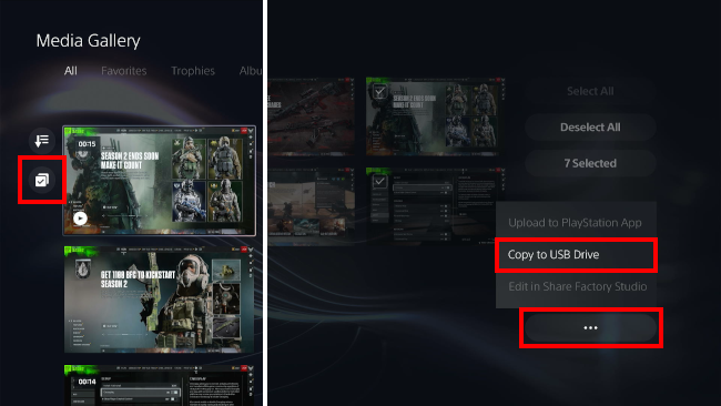 Copy multiple files at once from PS5 to USB drive