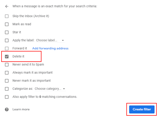 Create a filter in Gmail