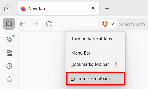 Customize Firefox toolbar