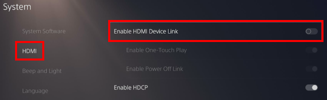 Disable HDMI Device Link on PS5
