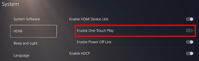 Disable One-Touch Play on PS5