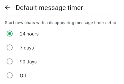 Enable WhatsApp disappearing messages by default on Android