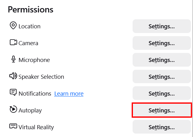 Firefox autoplay settings