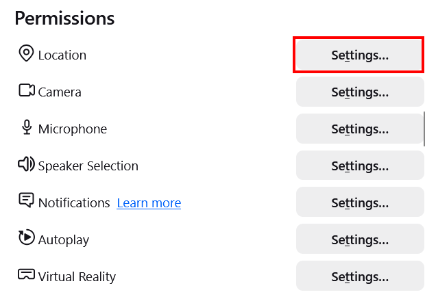 Firefox location settings
