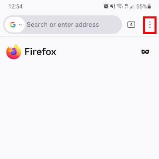 Firefox mobile tabs button