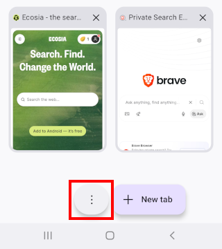 Firefox mobile tabs options button