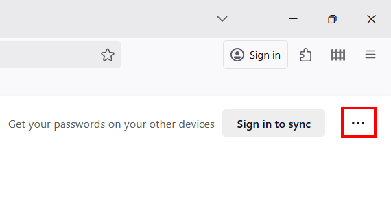Firefox password manager menu button