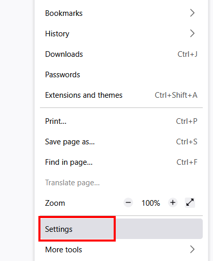 Firefox settings