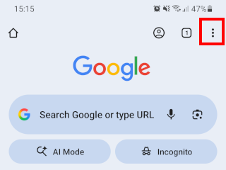 Google Chrome menu button on Android