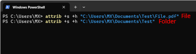How to hide a file or folder in Windows using CMD