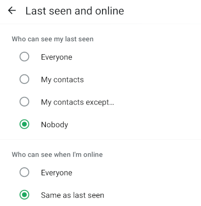 Hide Last seen and Online status on Android