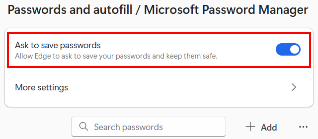 How to make Microsoft Edge stop asking to save passwords