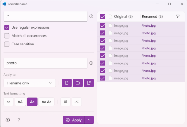 How to rename multiple files at once with PowerRename