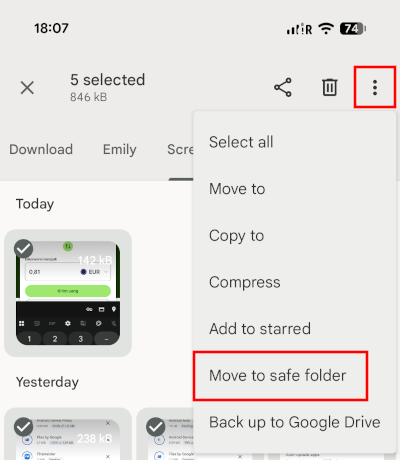 Lock and hide files on Android by moving them to Safe folder
